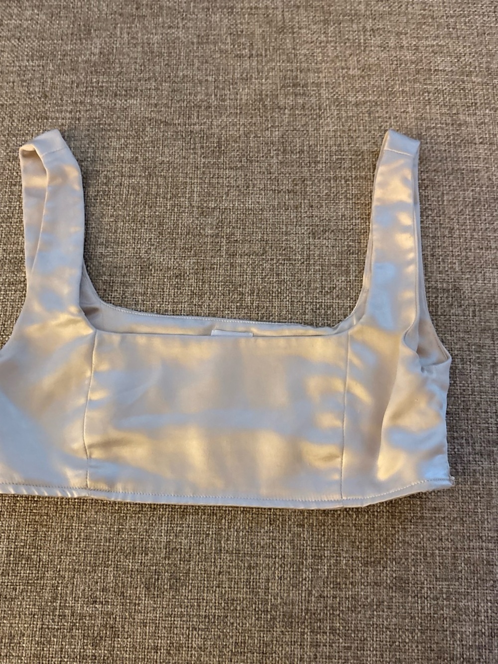 Princess Polly Satin Square-Neck Crop Top in Ivory